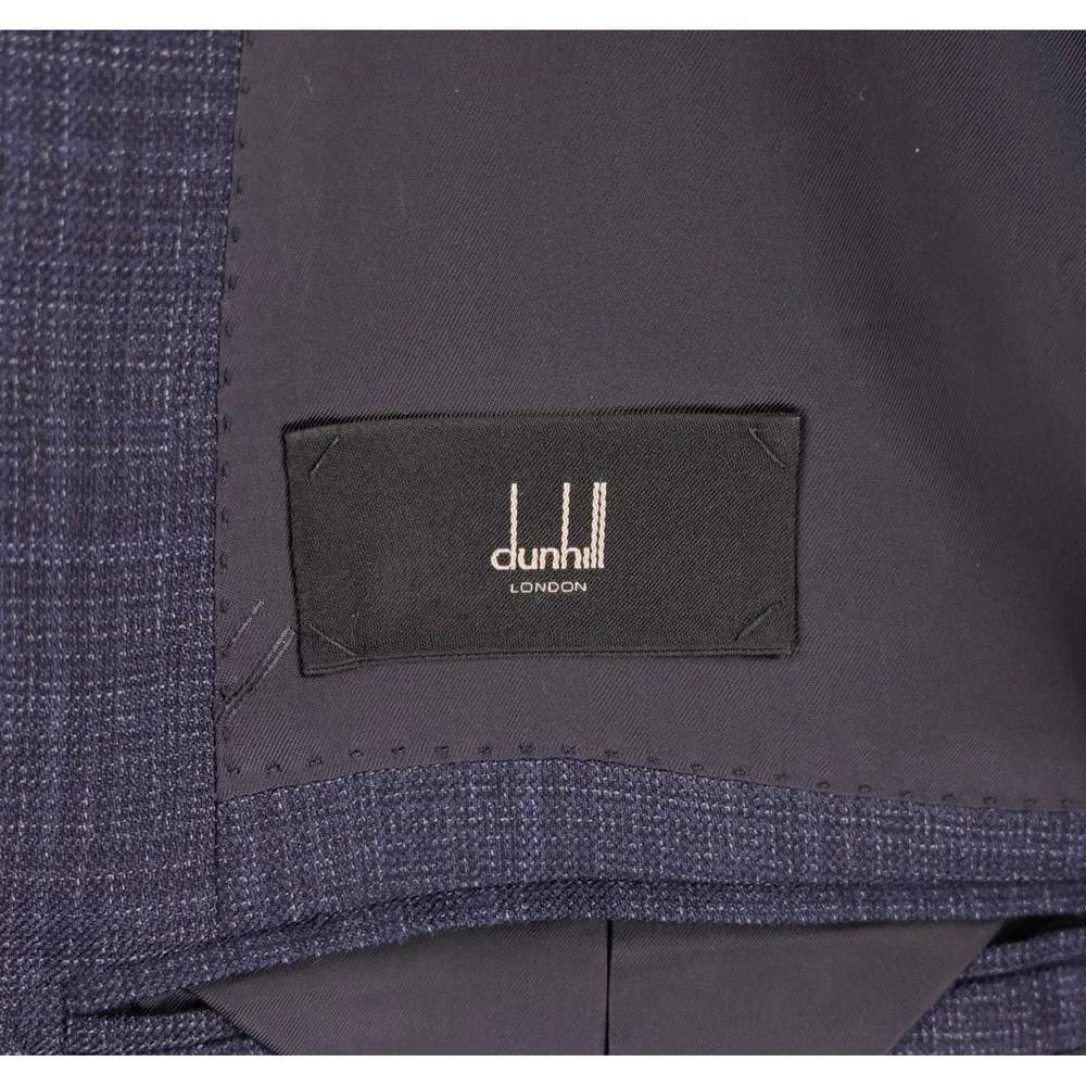 Dunhill London x Zegna Sport Coat 44L Blue Plaid Silk Wool Blazer Made in Italy